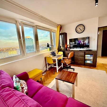 Super Apartment Yellow 2X Metro Fast Wifi 1 Gbs Netflix Panorama Miasta Warschau Exterior foto