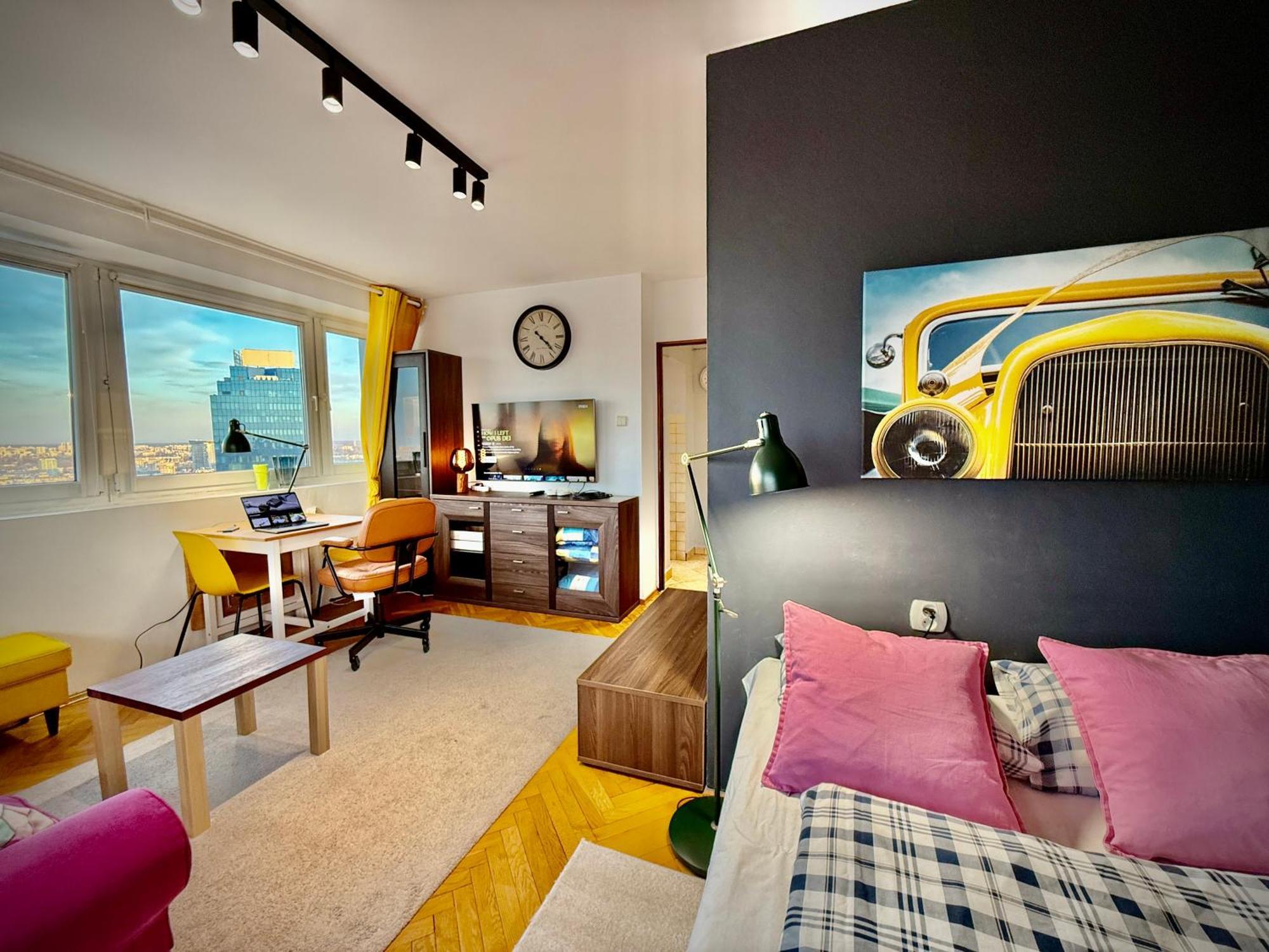 Super Apartment Yellow 2X Metro Fast Wifi 1 Gbs Netflix Panorama Miasta Warschau Exterior foto