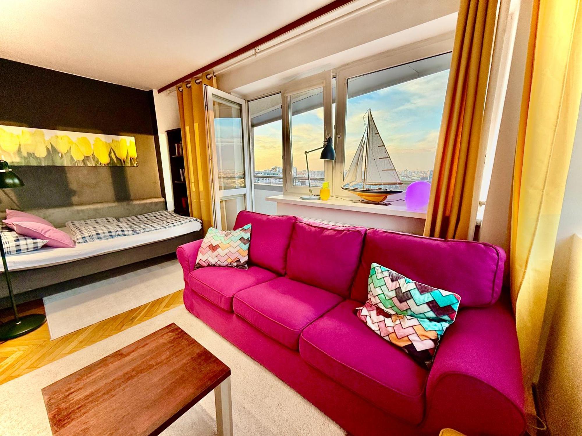 Super Apartment Yellow 2X Metro Fast Wifi 1 Gbs Netflix Panorama Miasta Warschau Exterior foto