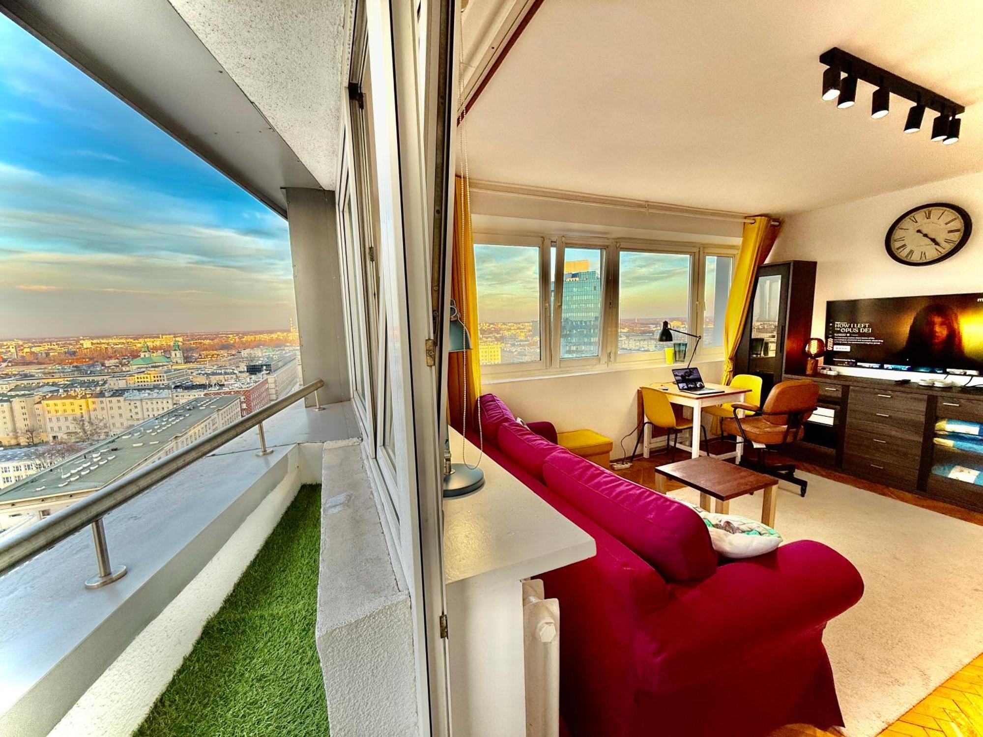 Super Apartment Yellow 2X Metro Fast Wifi 1 Gbs Netflix Panorama Miasta Warschau Exterior foto