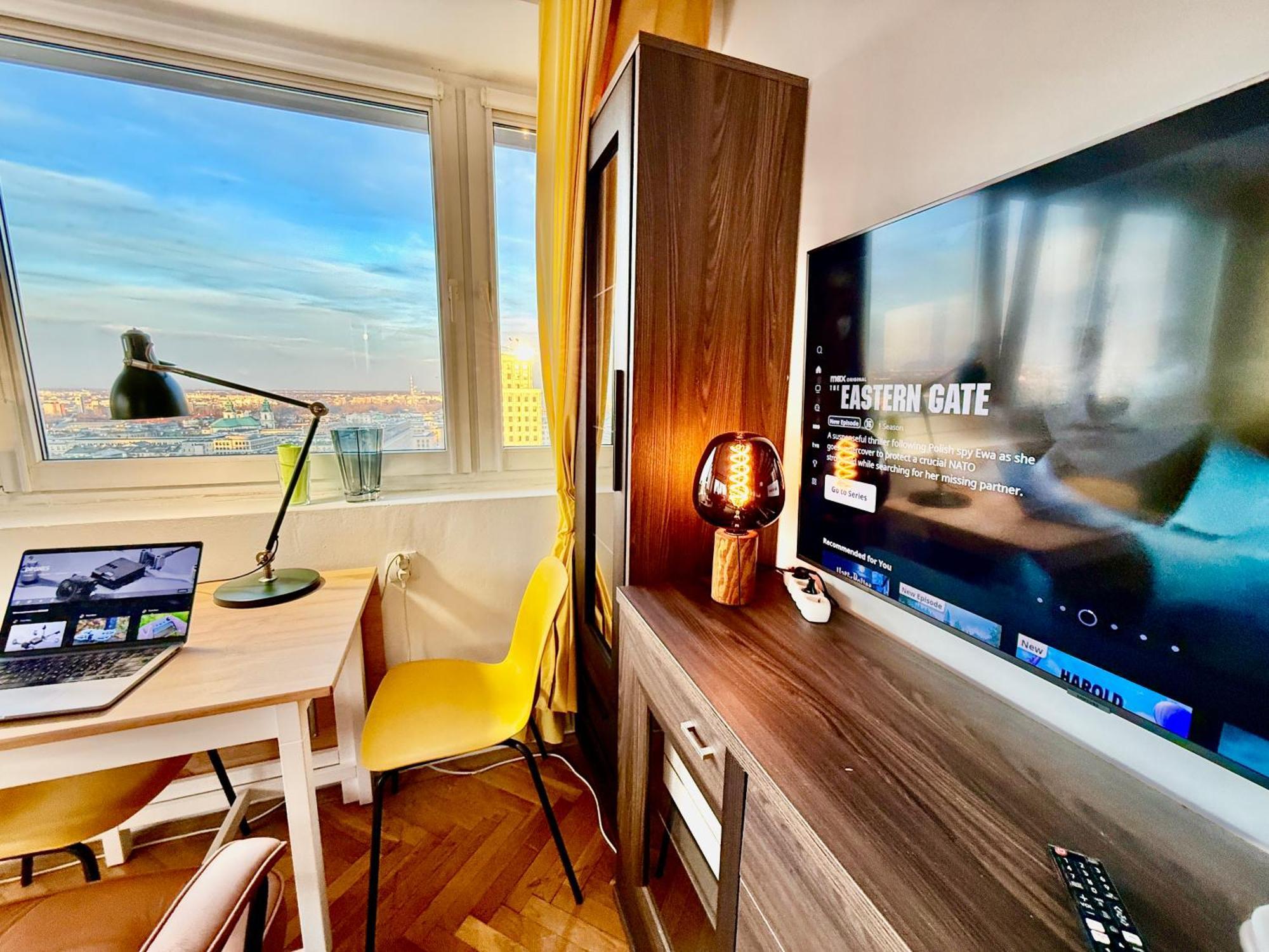 Super Apartment Yellow 2X Metro Fast Wifi 1 Gbs Netflix Panorama Miasta Warschau Exterior foto