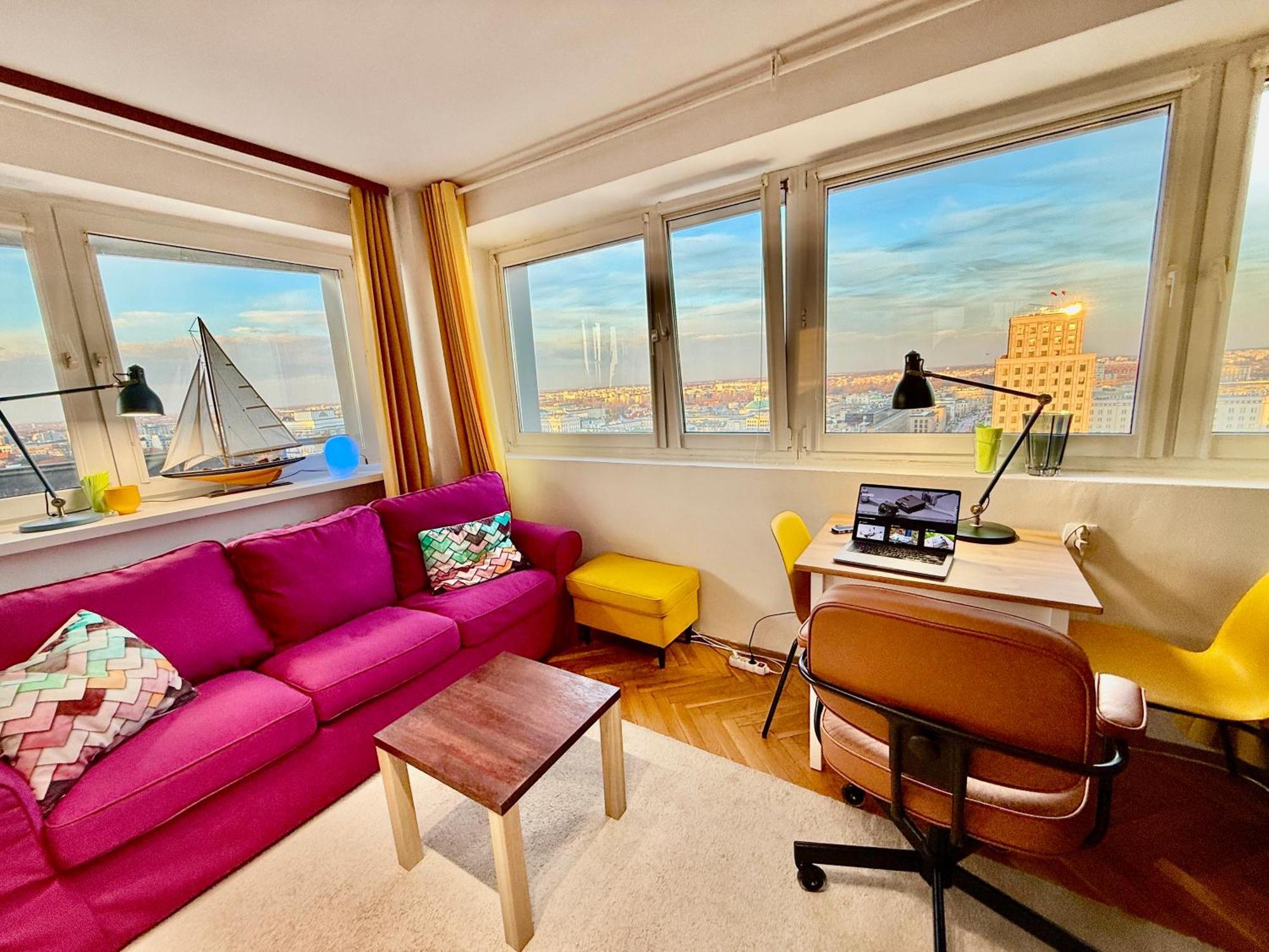 Super Apartment Yellow 2X Metro Fast Wifi 1 Gbs Netflix Panorama Miasta Warschau Exterior foto