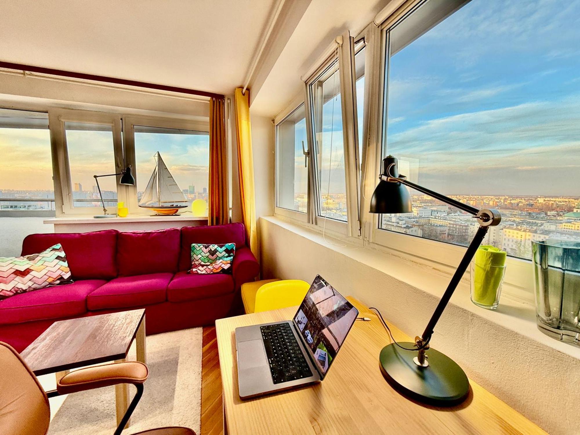 Super Apartment Yellow 2X Metro Fast Wifi 1 Gbs Netflix Panorama Miasta Warschau Exterior foto