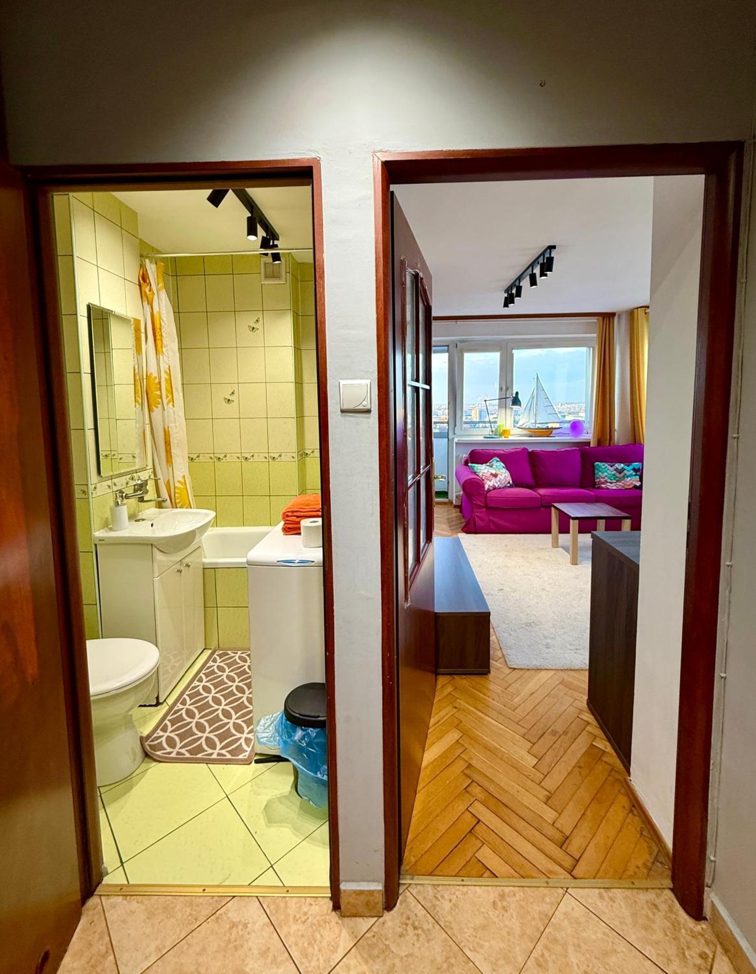 Super Apartment Yellow 2X Metro Fast Wifi 1 Gbs Netflix Panorama Miasta Warschau Exterior foto