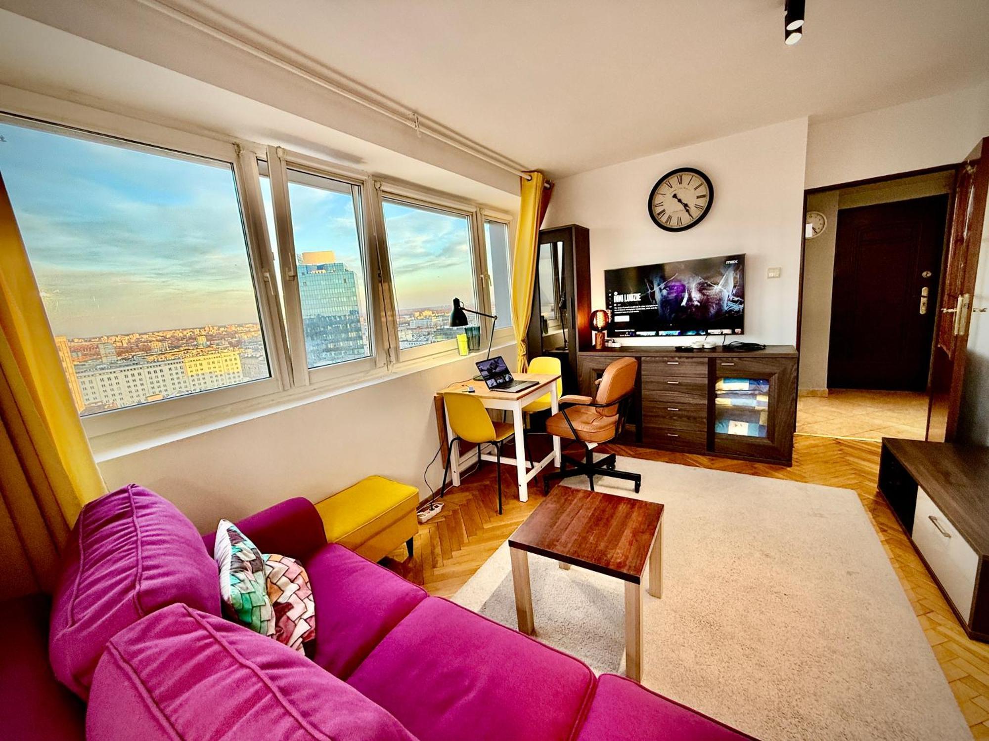 Super Apartment Yellow 2X Metro Fast Wifi 1 Gbs Netflix Panorama Miasta Warschau Exterior foto